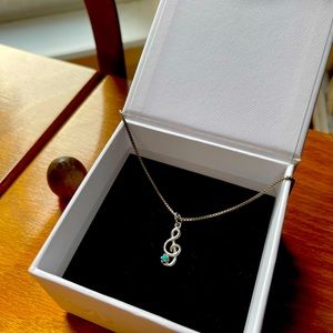 Treble Clef Necklace with Turquoise
